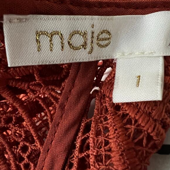 Maje Ripiza Fit And Flare Lace Mini Dress In Terracotta Size 1 ( Small) - Picture 8 of 16